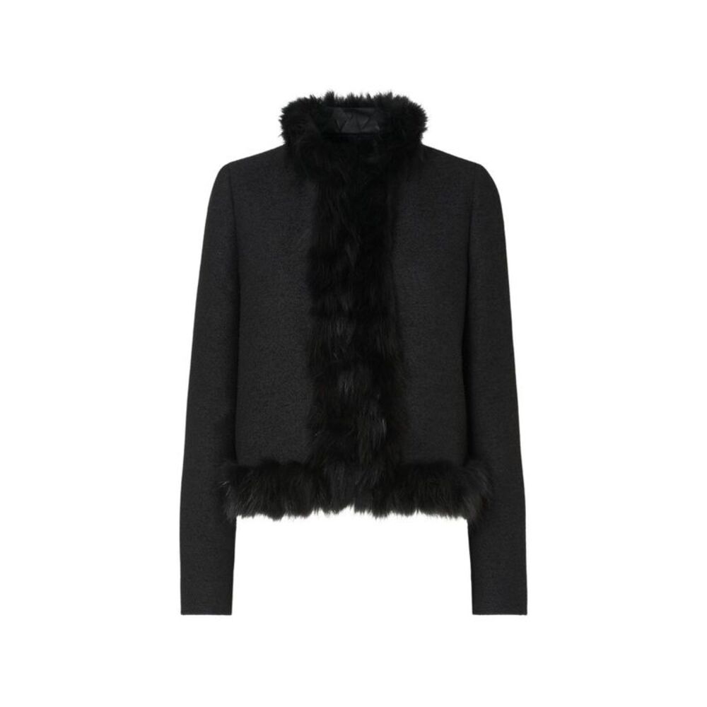 Fendi Women Shearling Trim Wool Jacket